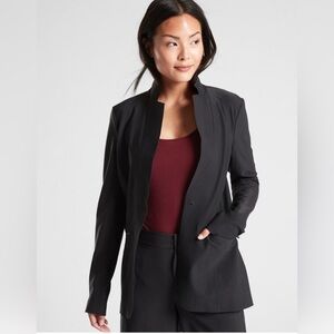 Athleta Interstellar Blazer Jacket Black with Zipper Pockets size 2